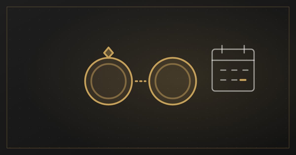 Illustration of two separated wedding rings and a calendar